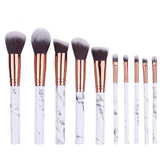 10pcs/set Marble Multifunctional Makeup Brush Concealer Eyeshadow Powder Foundation Set Brush Tool With a Cylinder